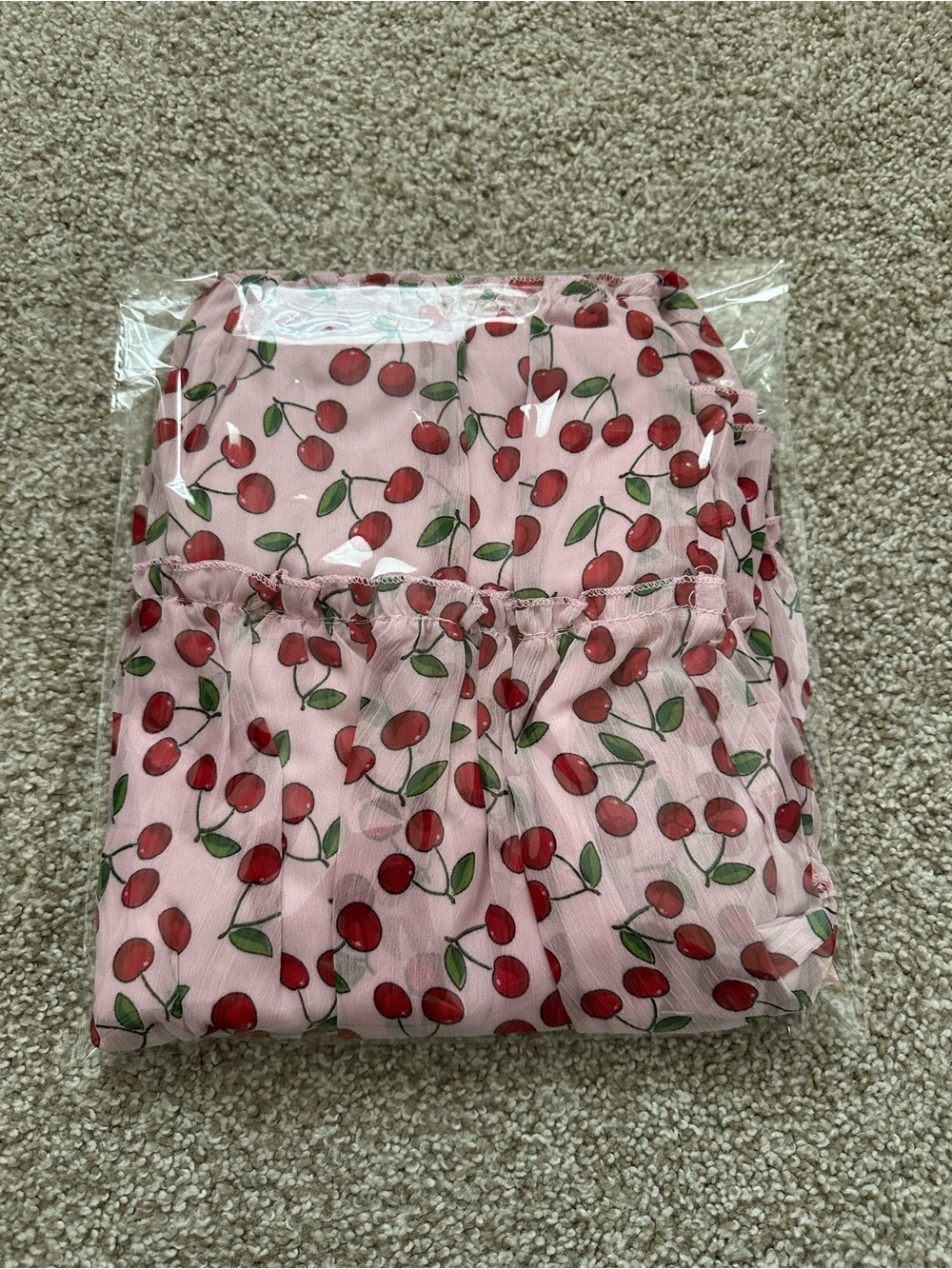 Trixxi Pink Cherry Print Tiered Babydoll Dress – Size M - Picture 10 of 10